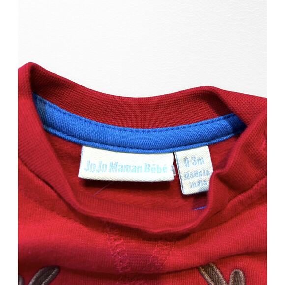 NWT JoJo Maman Bebe Reindeer Sweatshirt, 0-3 Months - Picture 5 of 10